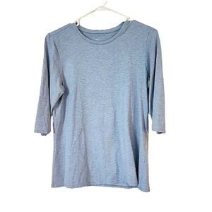 J. Jill Heathered Blue Stretch Cotton Ballet Sleeve Tee Small